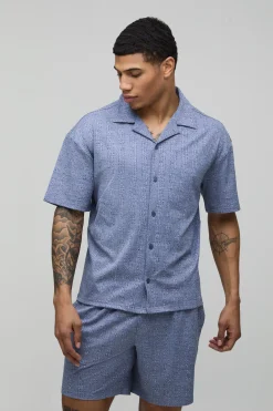 Ensemble Chemise Et Short En Jersey Côtelé Chiné Coupe Regular
