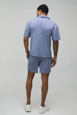 Ensemble Chemise Et Short En Jersey Côtelé Chiné Coupe Regular