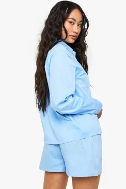 boohoo Ensemble chemise et short en popeline de coton<Femme Ensembles