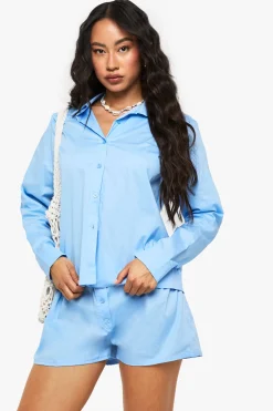 boohoo Ensemble chemise et short en popeline de coton<Femme Ensembles
