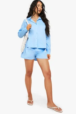 boohoo Ensemble chemise et short en popeline de coton<Femme Ensembles