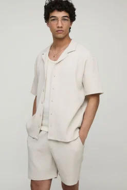 Ensemble Chemise Et Short Oversize À Col Revere Plissé