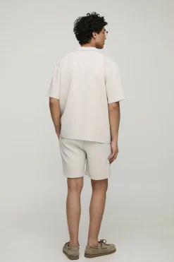 Ensemble Chemise Et Short Oversize À Col Revere Plissé