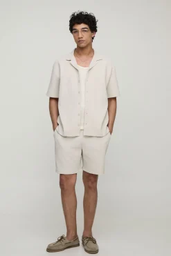 Ensemble Chemise Et Short Oversize À Col Revere Plissé