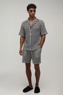 Ensemble Chemise Et Short Oversize À Tissage Ajouré