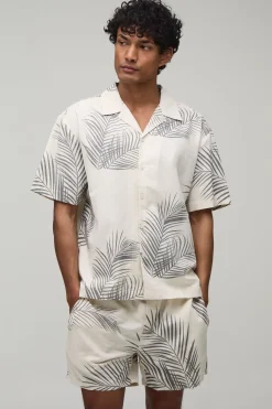 boohooMAN Ensemble Chemise Et Short Oversize À Imprimé Palmiers<Homme Ensembles