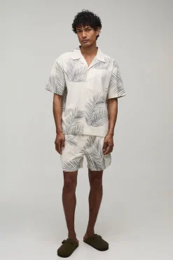 boohooMAN Ensemble Chemise Et Short Oversize À Imprimé Palmiers<Homme Ensembles