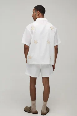 Ensemble Chemise Et Short Oversize Avec Appliqué Au Crochet