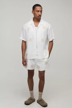 Ensemble Chemise Et Short Oversize Avec Appliqué Au Crochet