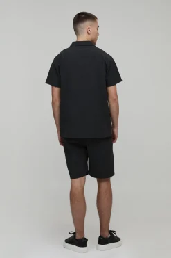 Ensemble chemise et short à rayures en seersucker coupe régulière