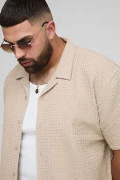 boohooMAN Ensemble chemise et short Revere Jumbo Gaufre surdimensionné Plus<Homme Ensembles|Tout Afficher