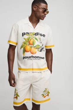 Ensemble chemise et short surdimensionné en mélange de lin Paradise
