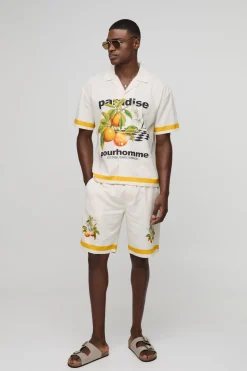 Ensemble chemise et short surdimensionné en mélange de lin Paradise