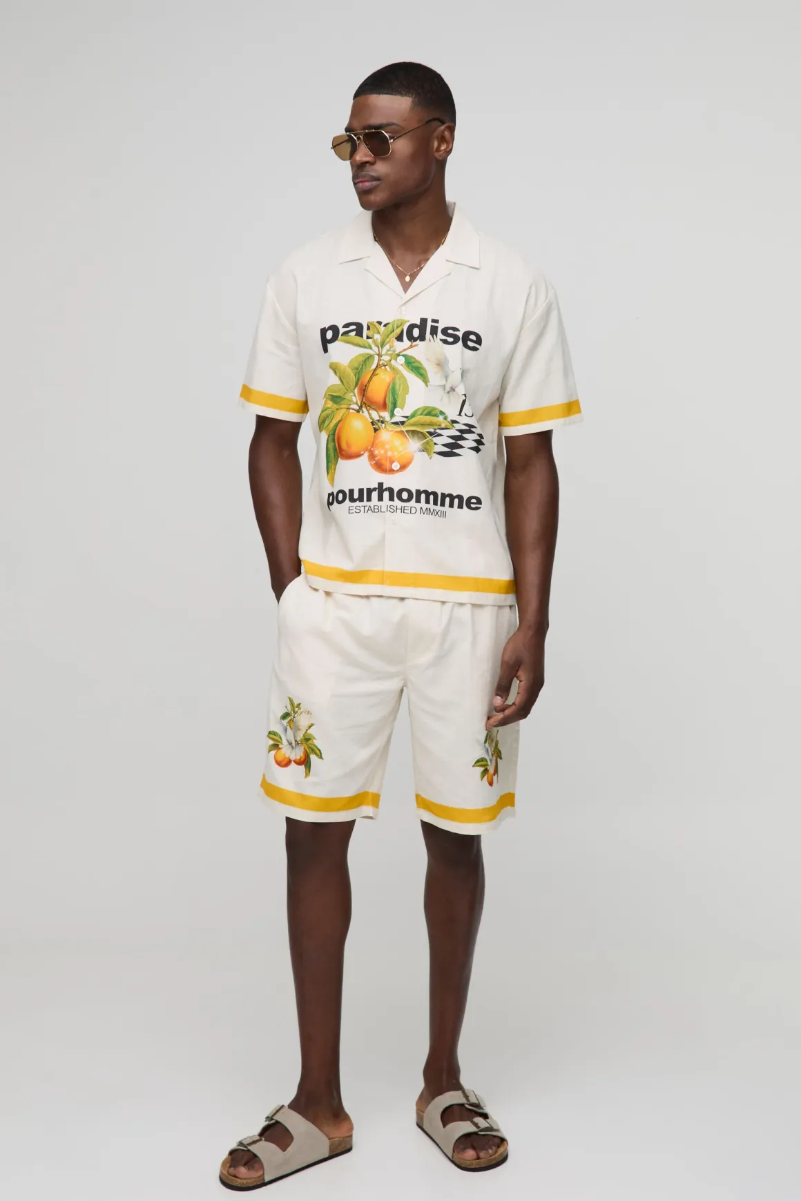 Ensemble chemise et short surdimensionné en mélange de lin Paradise