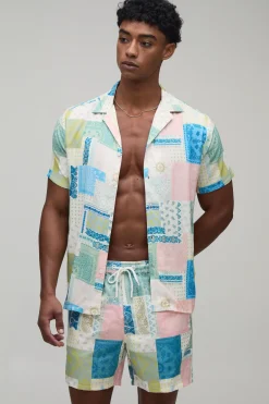 Ensemble Chemise Imprimée Bandana Et Short De Bain