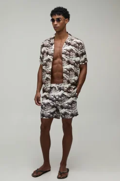 Ensemble Chemise Imprimée Et Short De Bain Monochrome