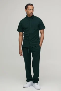 boohooMAN Ensemble Chemise Manches Courtes Coupe Ajustée Et Pantalon Fuselé<Homme Ensembles