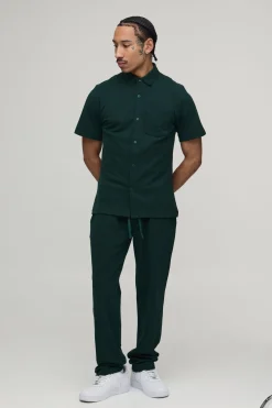 boohooMAN Ensemble Chemise Manches Courtes Coupe Ajustée Et Pantalon Fuselé<Homme Ensembles