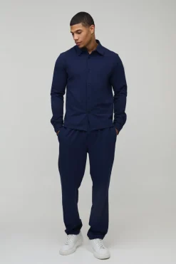 Ensemble Chemise à Manches Longues Coupe Classique et Pantalon Fuselé