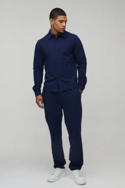 Ensemble Chemise à Manches Longues Coupe Classique et Pantalon Fuselé