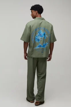 Ensemble Chemise Monte Carlo Oversize À Manches Courtes Et Pantalon Ample
