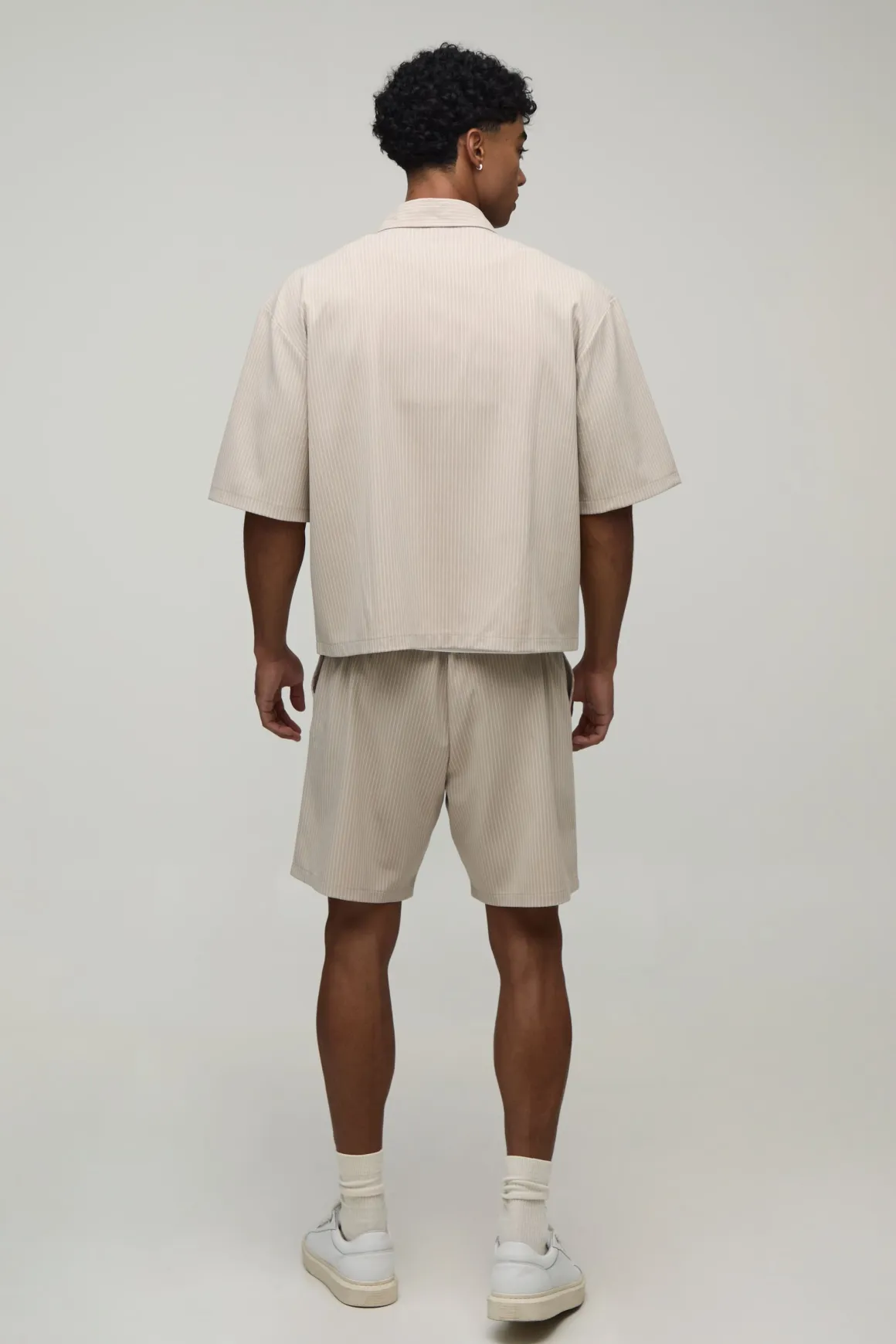 Ensemble Chemise Oversize Ample À Rayures Tennis Et Short