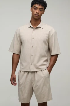 Ensemble Chemise Oversize Ample À Rayures Tennis Et Short
