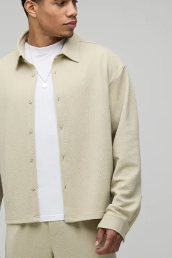 Ensemble Chemise Oversize Ample Et Pantalon Décontracté En Jersey Chevron