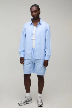 Ensemble Chemise Oversize Boxy Et Short Ample À Rayures Hautes