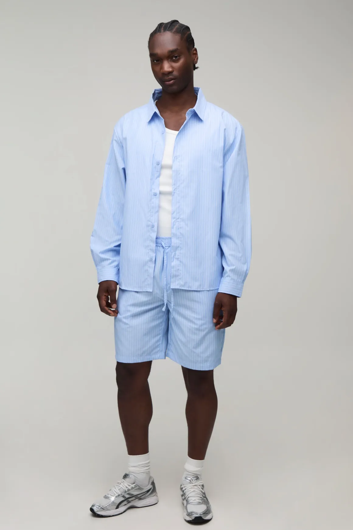 Ensemble Chemise Oversize Boxy Et Short Ample À Rayures Hautes