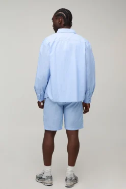 Ensemble Chemise Oversize Boxy Et Short Ample À Rayures Hautes