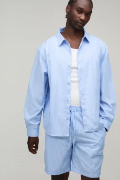 Ensemble Chemise Oversize Boxy Et Short Ample À Rayures Hautes