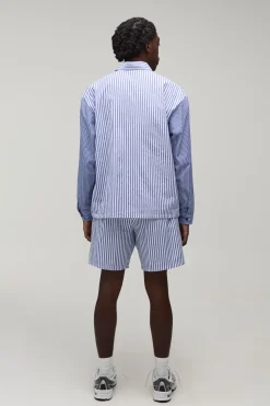 Ensemble Chemise Oversize Brodée À Rayures Contrastées & Short