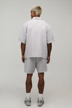 Ensemble Chemise Oversize Brodée Et Short Aspect Lin Tricoté