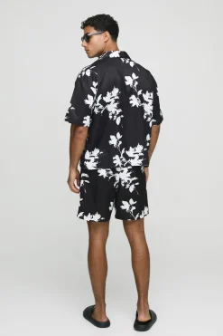 Ensemble chemise oversize carrée en viscose imprimée et maillot de bain