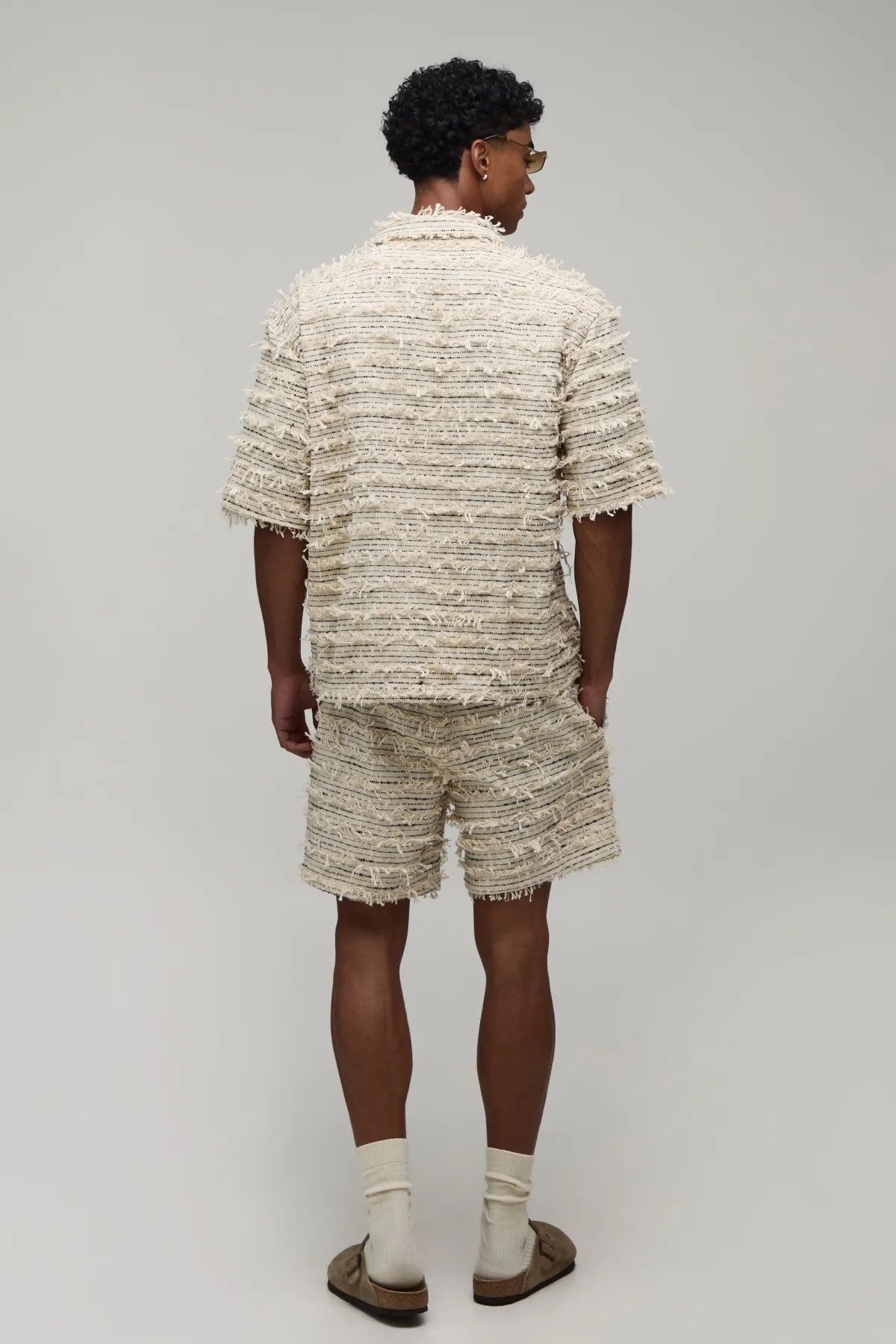 boohooMAN Ensemble Chemise Oversize Col V Profond Et Short Ample En Coton Texturé<Homme Ensembles