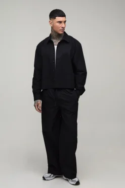 Ensemble Chemise Oversize Courte Ample Et Pantalon Large Tall