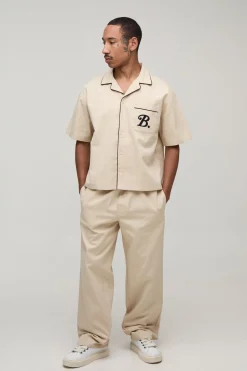 Ensemble Chemise Oversize En Sergé À Poche Détaillée Et Pantalon Décontracté