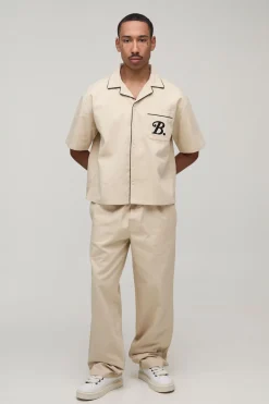Ensemble Chemise Oversize En Sergé À Poche Détaillée Et Pantalon Décontracté