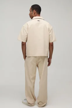 Ensemble Chemise Oversize En Sergé À Poche Détaillée Et Pantalon Décontracté