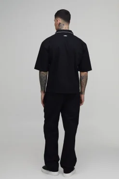 boohooMAN Ensemble Chemise Oversize En Sergé Avec Poches Détaillées Et Pantalon Décontracté Tall<Homme Tout Afficher|Tenues De Soirée Tall