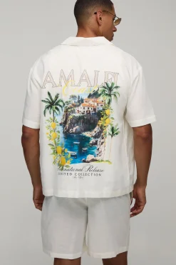 boohooMAN Ensemble Chemise Oversize Et Short Amalfi À Imprimé Dos<Homme Ensembles