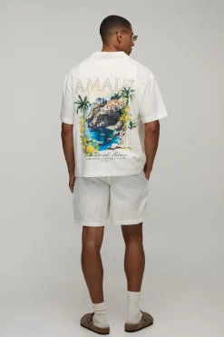 boohooMAN Ensemble Chemise Oversize Et Short Amalfi À Imprimé Dos<Homme Ensembles