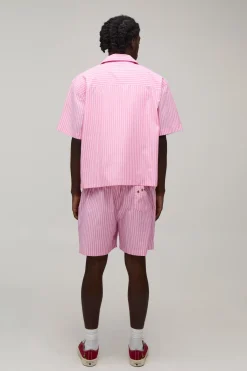 boohooMAN Ensemble Chemise Oversize Et Short Ample À Rayures Avec Détail De Poche Et Étoiles Brodées<Homme Ensembles