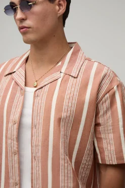 boohooMAN Ensemble Chemise Oversize Et Short Décontracté À Rayures Brodées<Homme Ensembles