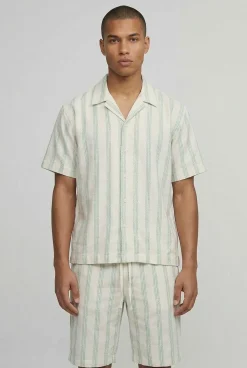 boohooMAN Ensemble Chemise Oversize Et Short Ample À Rayures Brodées<Homme Ensembles