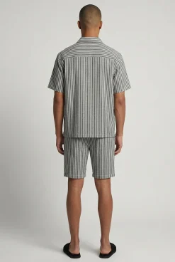 Ensemble Chemise Oversize Et Short Ample En Lin À Rayures