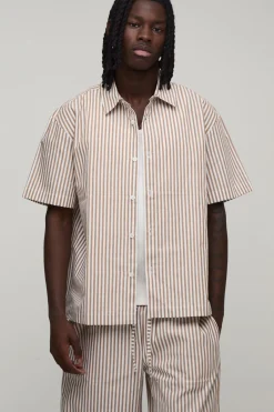 boohooMAN Ensemble Chemise Oversize Et Pantalon Large En Popeline Rayée<Homme Ensembles