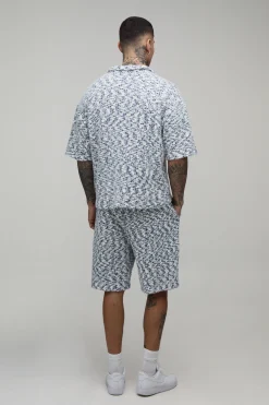 boohooMAN Ensemble Chemise Oversize Et Short Décontracté En Bouclette Brossée Tall<Homme Ensembles|Tout Afficher