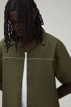 Ensemble Chemise Oversize Et Short Décontracté En Popeline De Coton Avec Détail De Passepoil